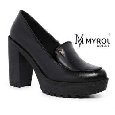 Imagem de Mocassim Feminino Oxford Salto Alto Com Metal Myrol Oulet-Feminino