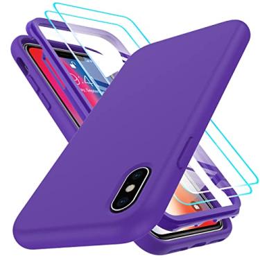 Imagem de LeYi Capa para iPhone X, capa para iPhone Xs com 2 unidades de protetor de tela de vidro temperado para mulheres e meninas, capa de telefone de silicone para iPhone 10/X/XS, vermelho vinho