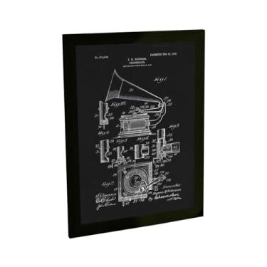 Imagem de Quadro Decorativo Toca Discos Musica Patente Vintage Decoração Retro