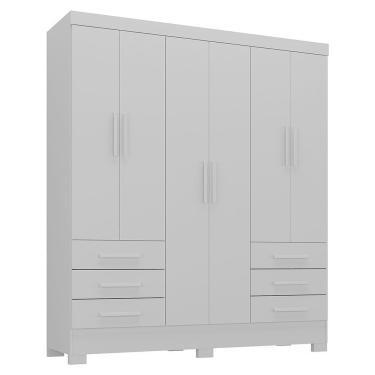 Imagem de Guarda Roupa Casal Paris 6 Portas 6 Gavetas Branco - Rodial