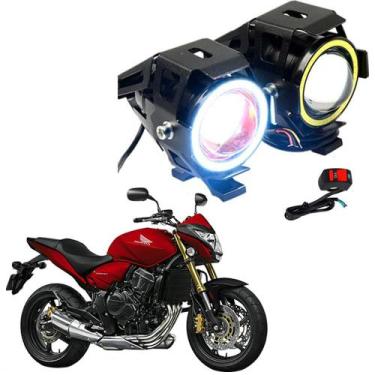 Imagem de Kit Led Farol Milha Moto CB650F 2015 2016 2017 2018 2019 Angel Eye U7 