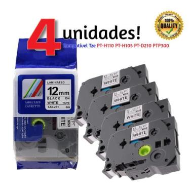 Imagem de 4 Fita Compatível Tze 231 Brother Pt-h105 Pt-h110 Pt-d210 - xfull, Bra