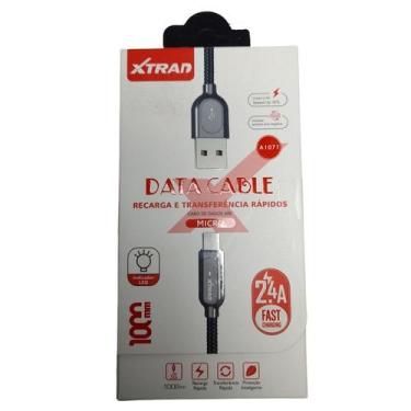 Imagem de Cabo USB Micro Celular A1071 Carga Rápida V8 2.4 A Led - XTRAD, Preto