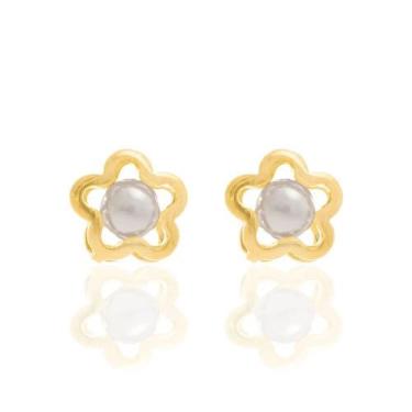 Imagem de Brincos banhado ouro 3x 24k 18k e 22k femininos pérola pequenos infant