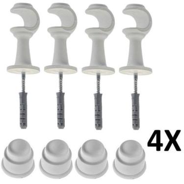 Imagem de Kit 4 Suporte para Varão Cortina com Ponteira 28mm Branco