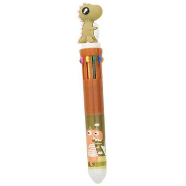 Imagem de Caneta Multicolorida 10 Cores Dino SB02 Marrom - Polibrinq