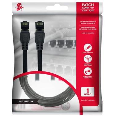 Imagem de Cabo de Rede CAT7 PATCH CORD FTP 600 MHZ / 10 GBPS 1M Preto - 5+
