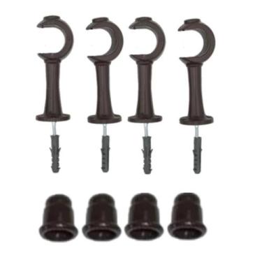 Imagem de Kit 4 Suporte para Varao Cortina com Ponteira 28mm - Imbuia, Branco ou