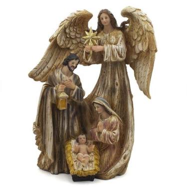 Imagem de Imagem Sagrada Família Anjo Importada 30 cm Resina - Amém Decoração Re