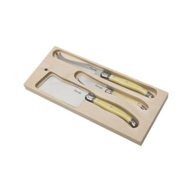 Imagem de Conjunto De 3 Facas Queijo Laguiole La Tour Luxo - Marfim, Aço, Queijo