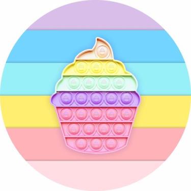 Imagem de Painel de Lona Redondo Pop It Fidget Toy Cupcake Arco Íris - Fabrika d