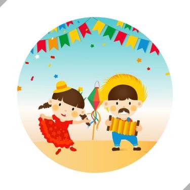 Imagem de Painel de Tecido Sublimado Redondo Festa Junina Infantil Crianças Arra