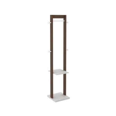 Imagem de Cabideiro Grande Com Prateleira AZ1019 Nogal/Branco - Tecno Mobili, No