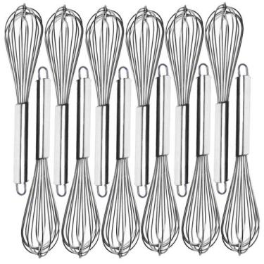 Imagem de Kit 12 Batedor Ovo Fue Profissional Inox 35cm Reforçado Bolo - NLS