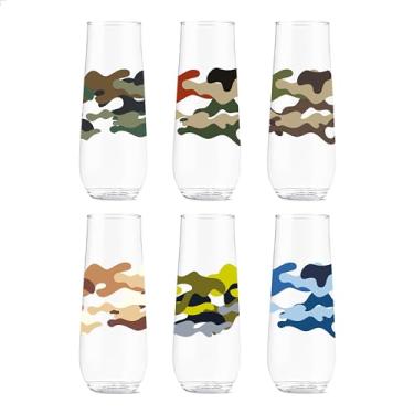 Imagem de TOSSWARE POP 255 g Flauta Camo Series, CONJUNTO DE 6, Qualidade Premium, Reciclável, inquebrável e óculos impressos de plástico transparente
