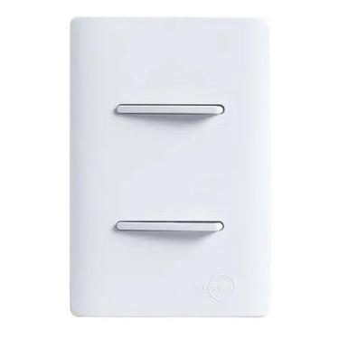 Imagem de Interruptor Novara Branco 2 Teclas Simples 4x2 Com Placa Dicompel, Bra
