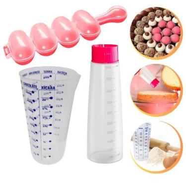 Imagem de Kit Regador Bisnaga Bolo + Forma Boleador Para Enrolar Brigadeiros + C