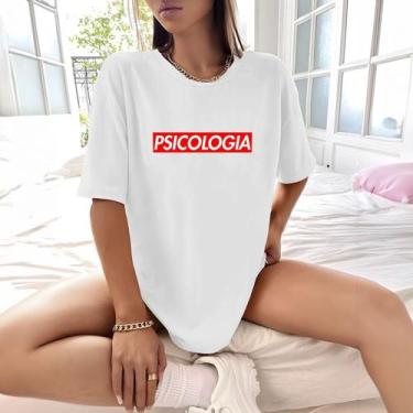 Imagem de Camisa Camiseta Feminina Estampada Suprem Psicologia 100% Algodão Fio 