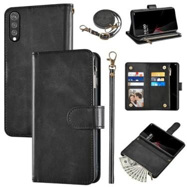 Imagem de Furiet Capa carteira para LG Velvet 5G/LGVelvet Verizon G5 UW T-Mobile 2020 com alça de pulso e alça de ombro couro flip zíper elegante 6 porta-cartões com suporte para celular LM G900UM 4G Tmobile