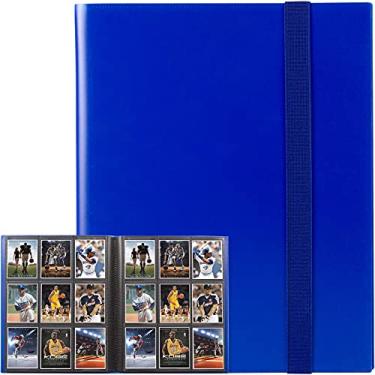 Imagem de GEAoffice Fichário de cartões, 9 bolsos, pasta de álbum, fichário de bolso com 360 bolsos laterais para Yugioh, MTG e outros TCG, azul
