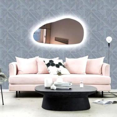 Imagem de Espelho orgânico decorativo iluminado com led frio 43x76cm - Woodglass
