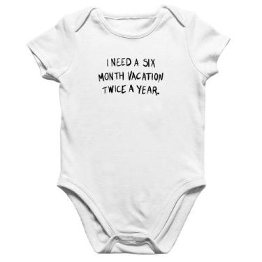 Imagem de Body Bebê Algodão Six month vacation twice a year - Foca na Moda, Bran