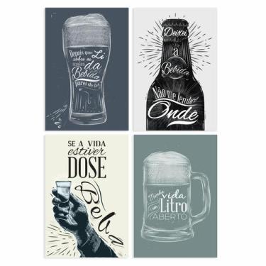 Imagem de Placas Decorativas MDF Bar Boteco 30x40cm Kit 4un - Quartinhos