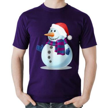 Imagem de Camiseta Algodão Boneco de neve - Foca na Moda, Roxo, M