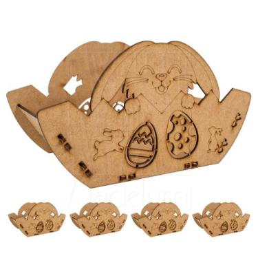 Imagem de 5 Cesta M Páscoa Coelho Mdf Ifood Presente Chocolate - Madelumi