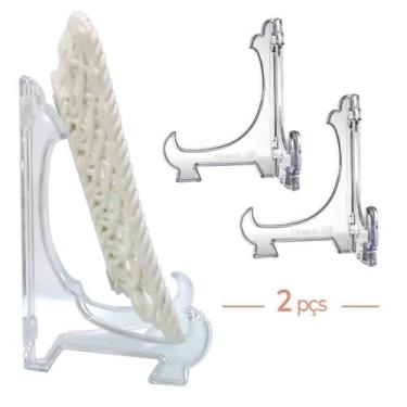 Imagem de Kit 2 Peças Suporte P/ Pratos Acrílico Transparente 12,5cm