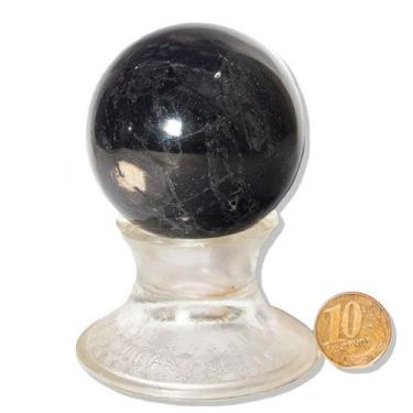 Imagem de Esfera Ônix Preto Pedra Lapidado 200 a 300g Aprx 5cm Tipo B - Cristais