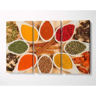 Imagem de 3 Quadros em Tecido Canvas Especiarias Canela Oregano 02 - LindaCasaPr