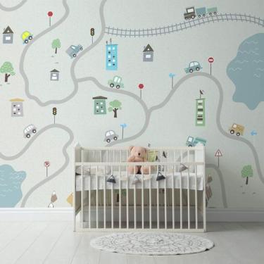 Imagem de Papel de Parede Infantil Carrinhos na Rua Painel 9m² - Quartinhos