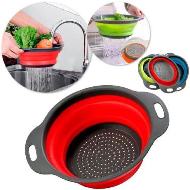 Imagem de Escorredor Em Silicone De Alimentos Retratil Redondo Multiuso - Genéri