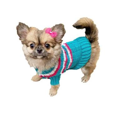 Imagem de Roupinha Pet Katlen Tricot Vestido Listra, Verde Agua, GG