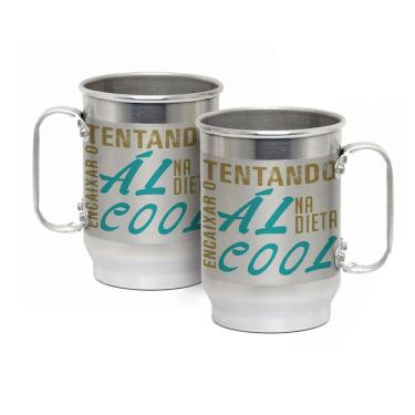 Imagem de Caneca Alumínio c/ Faixa Fosca 600ML Ácool Na Dieta