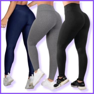 Imagem de KIT 3x Calças Leggings, Feminina, Suplex, Academia Fitness Treino Comp