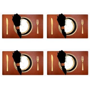 Imagem de Jogo Americano Sousplat Retangular 14 pçs Limpa Facil couro - GENERTOY