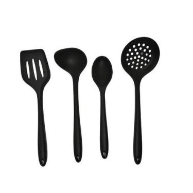 Imagem de Conjunto de 4 Peças  Espatula 30cm, Colher de 27cm,Escumadeira 32cm e 