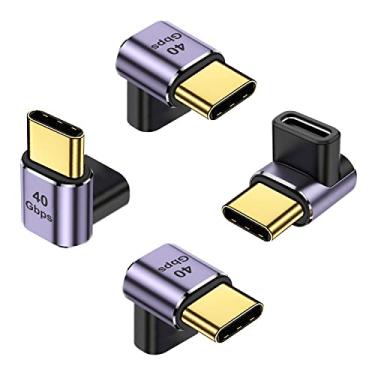 Imagem de AreMe Adaptador USB-C macho de 90 graus para USB-C fêmea (pacote com 4), conector de carregamento rápido tipo C para cima e para baixo ângulo reto 40Gbps PD 100W para Steam Deck, Switch, laptop,