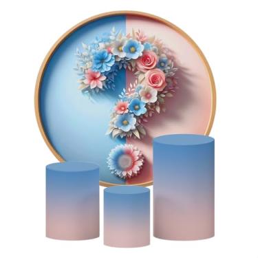 Imagem de Kit 4 Capas Decorativas Para Chá Revelação Sublimado Várias Estampas - Tecido Premium - Para Festas, Eventos e Datas Comemorativas. (Azul Claro)