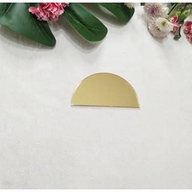 Imagem de 20 peças de cartões de lugar de arco de acrílico, etiquetas de nome espelhadas de acrílico, cartões de acompanhantes de casamento, configurações de meio círculo (espelho dourado)