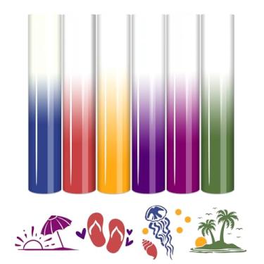 Imagem de HTVSTD Vinil de Transferência de Calor Htv com Mudança de Cor- 6 Unidades de 12"x10" Uv Htv com Mudança de Cor Htv Vinil Sensível À Luz Solar para Passar A Ferro Em Camisetas Compa,Mudança Uv-6 Peças