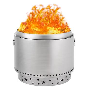 Imagem de GarveeLife Fogueira sem fumaça de 20,5 m, fogueira portátil com suporte, design de alças, fogão de aço inoxidável a lenha, bandeja de cinzas removível, para acampamento, jardim, quintal