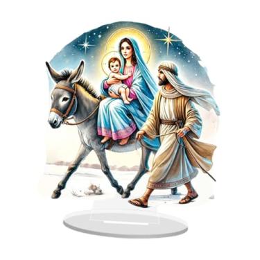 Imagem de Ｂｅｓｇａ 2d mary joseph e jesus estatueta sinal desktop ornamento mantel arte artesanato mesa peça central férias escultura expositor