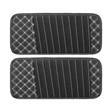 Imagem de X AUTOHAUX 2 peças de estojo de armazenamento para visor de CD para carro com 10 compartimentos para armazenamento de DVD, preto com linha branca