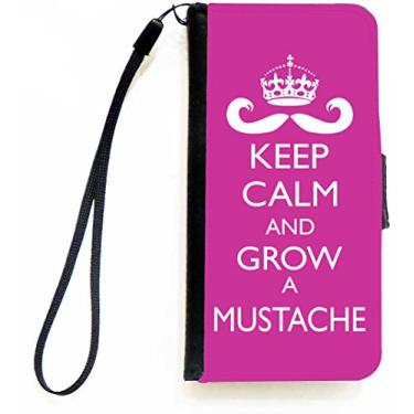 Imagem de Rikki Knight Keep Calm and Grow a Mustache Rose Pink Color Flip Wallet Case com aba magnética para Apple iPhone 5c
