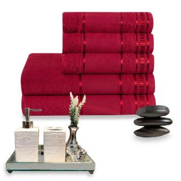 Imagem de Conjunto de Banho Premium 5 Peças 100% Algodão Ultra Absorção - Dianne