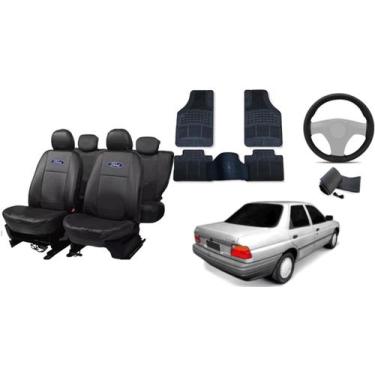 Imagem de Kit Capa de Couro Verona 91-03 + Tapete + Capa de Volante para Carros 