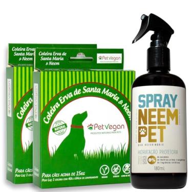 Imagem de Kit Spray Neem Pet 2 Coleira Erva de Santa Maria Cães acima 15kg